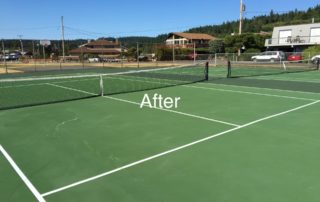 Clean tennis court after power washing by a commercial cleaning company in Washington State